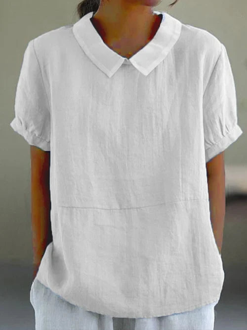 Lucy Women Collared Short Sleeve Blouse, colour: White