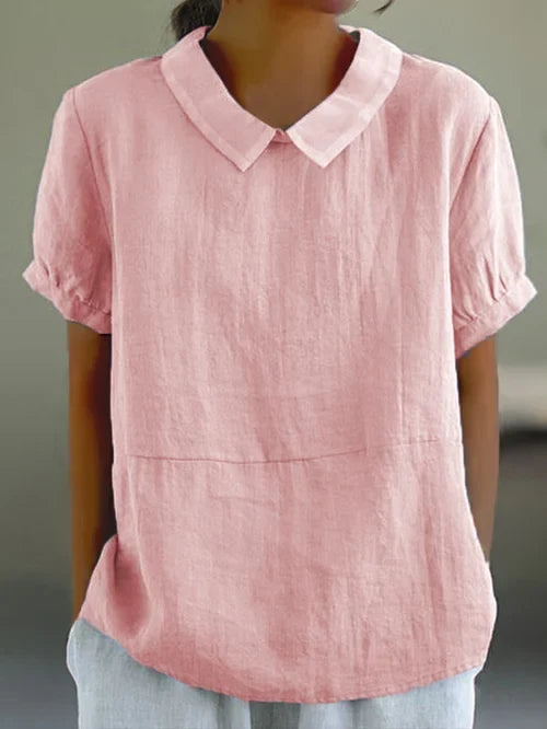Lucy Women Collared Short Sleeve Blouse, colour: Light Pink