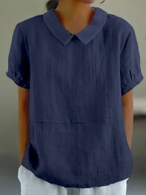 Lucy Women Collared Short Sleeve Blouse, colour: Navy Blue