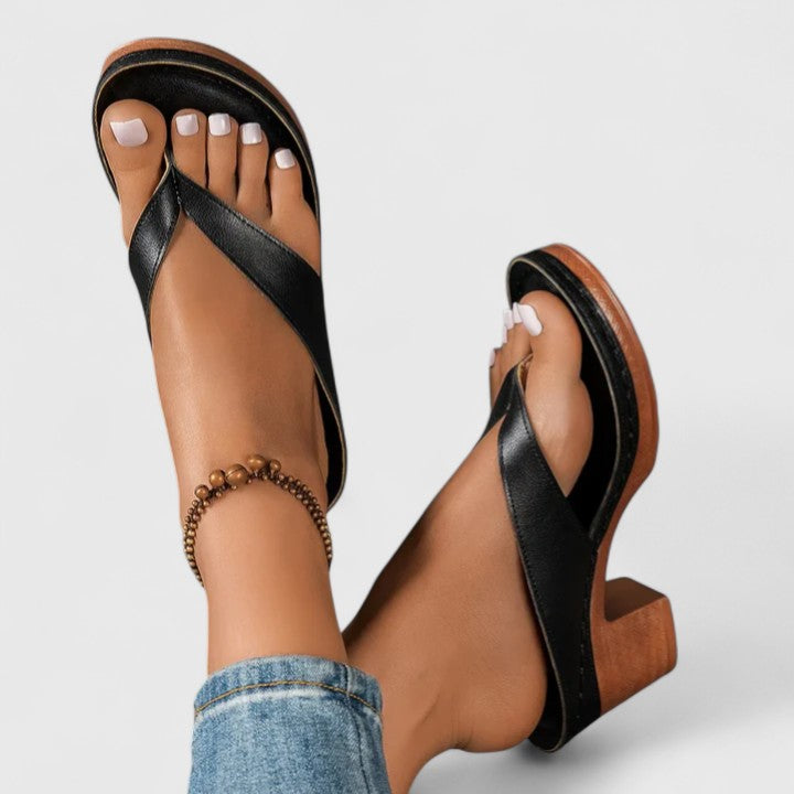 Maggie Women Toe Post Block Heel Sandals