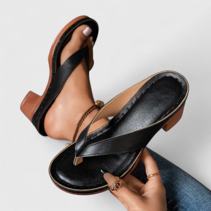 Maggie Women Toe Post Block Heel Sandals