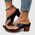 Maggie Women Toe Post Block Heel Sandals, colour: Black