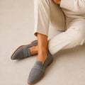 Margot Women Pointed Toe Penny Strap Flat Loafers, colour: Grey