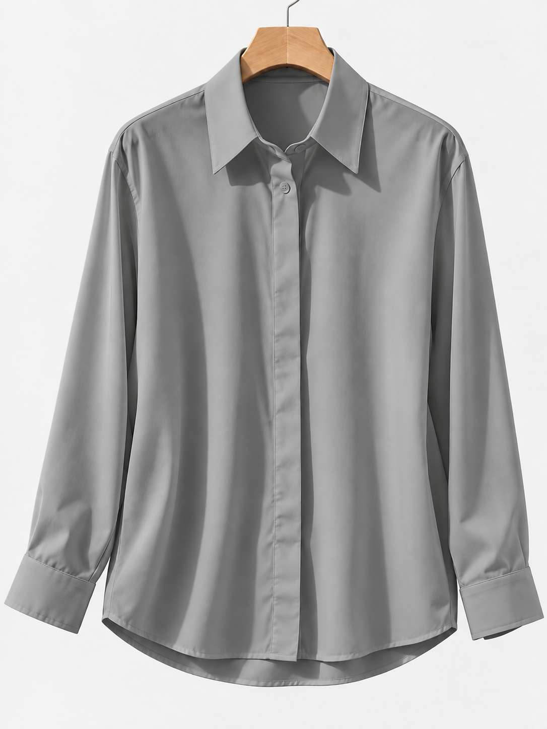 Verity Women Concealed Button Long Sleeve Shirt, colour: Grey