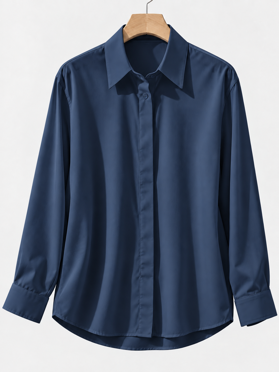Verity Women Concealed Button Long Sleeve Shirt, colour: Navy Blue