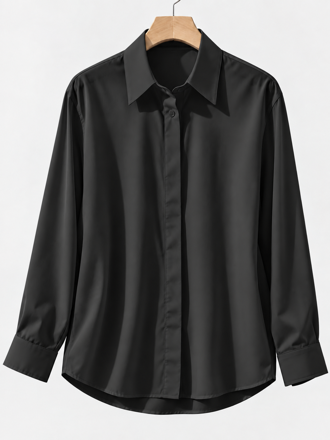 Verity Women Concealed Button Long Sleeve Shirt, colour: Black