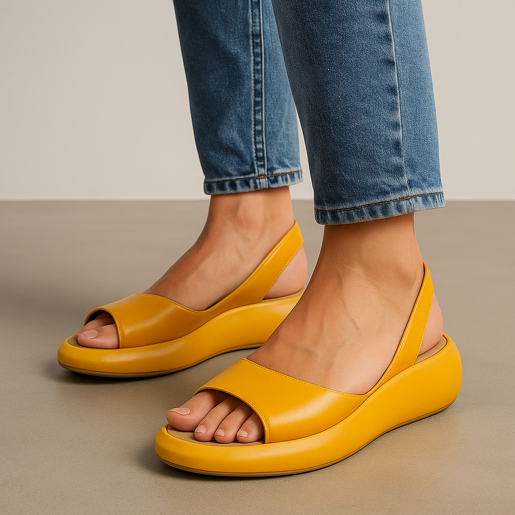 Mia Women Open Toe Slingback Platform Sandals, colour: Yellow