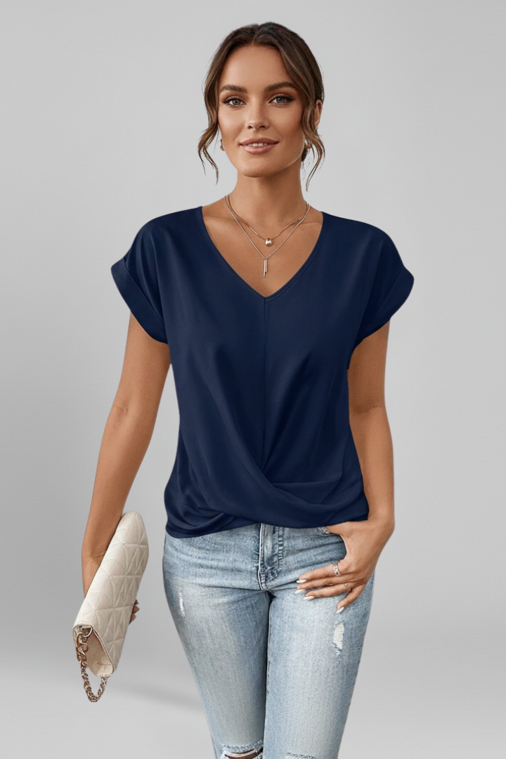 Penny Women Twist Front V Neck Blouse, colour: Blue