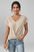 Penny Women Twist Front V Neck Blouse, colour: Apricot