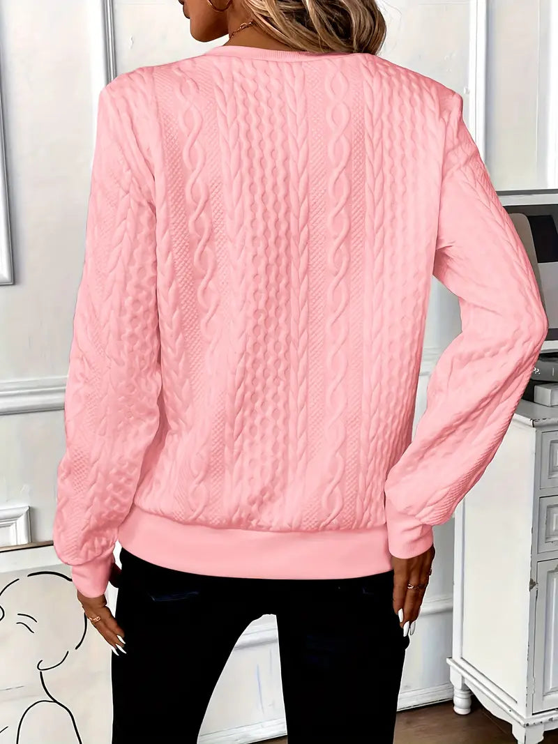 Amy Women Textured Half Zip Jumper, colour: Pink