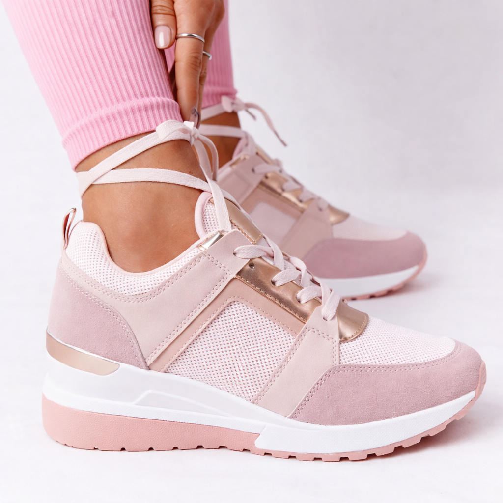 Molly Women Lace Up Wedge Sneakers, colour: Pink