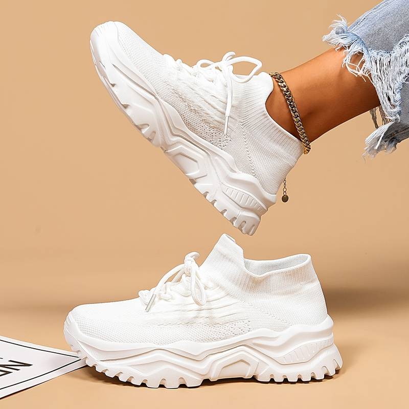 Ruby Women Chunky Lace Up Sneakers, colour: White