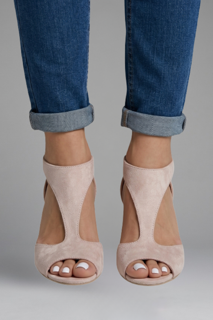 Stella Women Peep Toe Cutout Mid Heels, colour: Pink