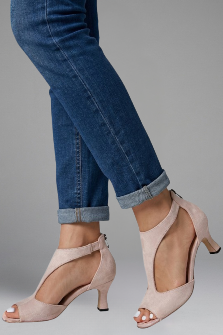 Stella Women Peep Toe Cutout Mid Heels, colour: Pink