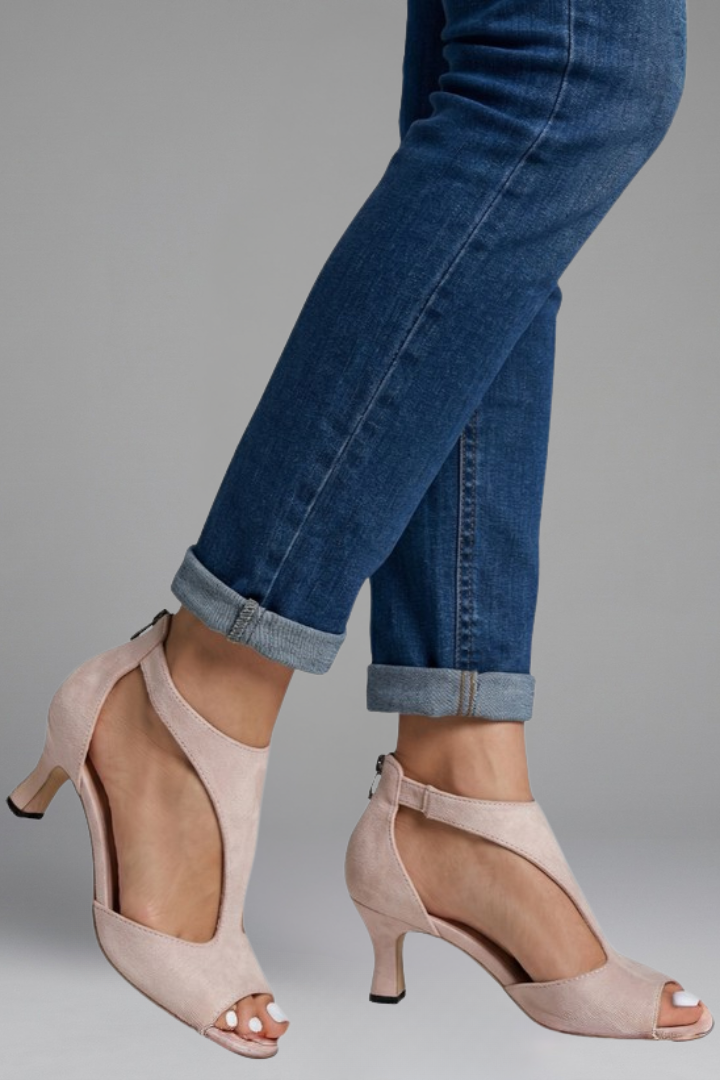Stella Women Peep Toe Cutout Mid Heels, colour: Pink