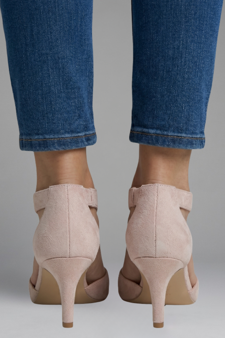 Stella Women Peep Toe Cutout Mid Heels, colour: Pink