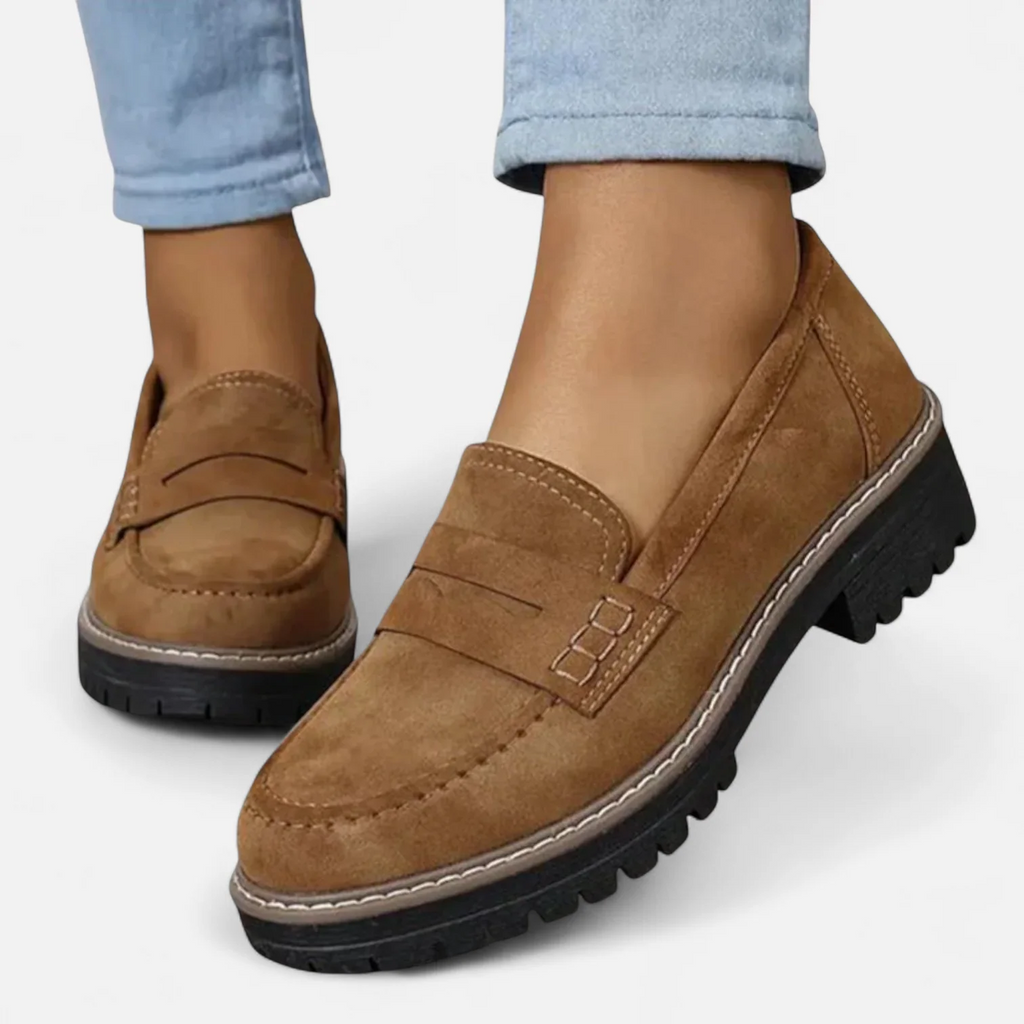 Tilly Women Chunky Lug Sole Penny Loafers, colour: Brown