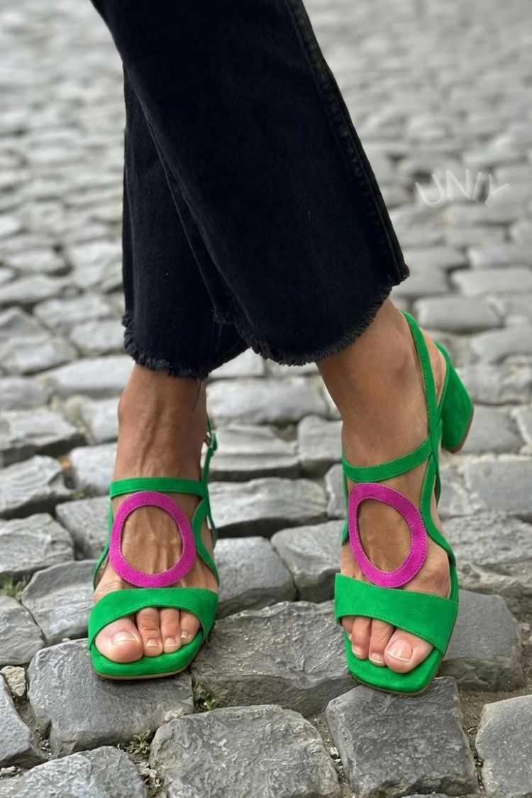 Zoe Women Cutout Block Heel Strappy Sandals