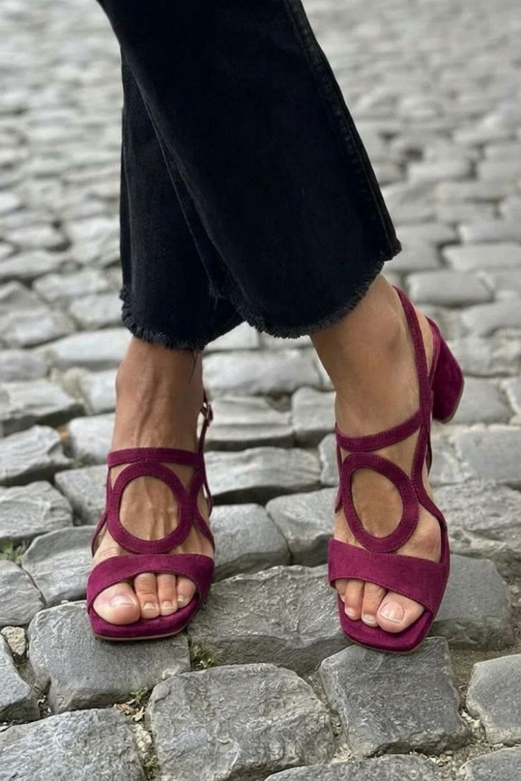 Zoe Women Cutout Block Heel Strappy Sandals