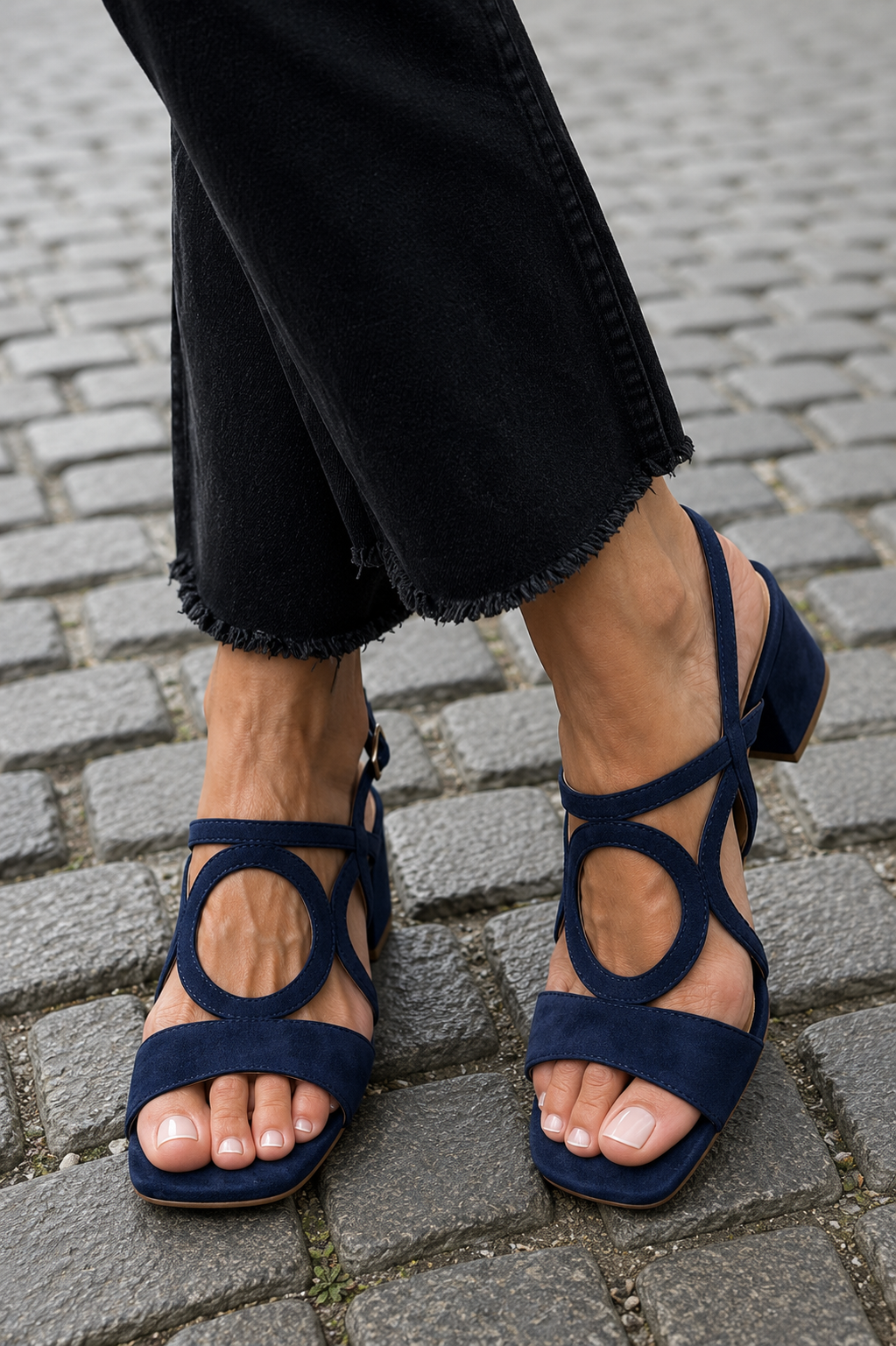Zoe Women Cutout Block Heel Strappy Sandals